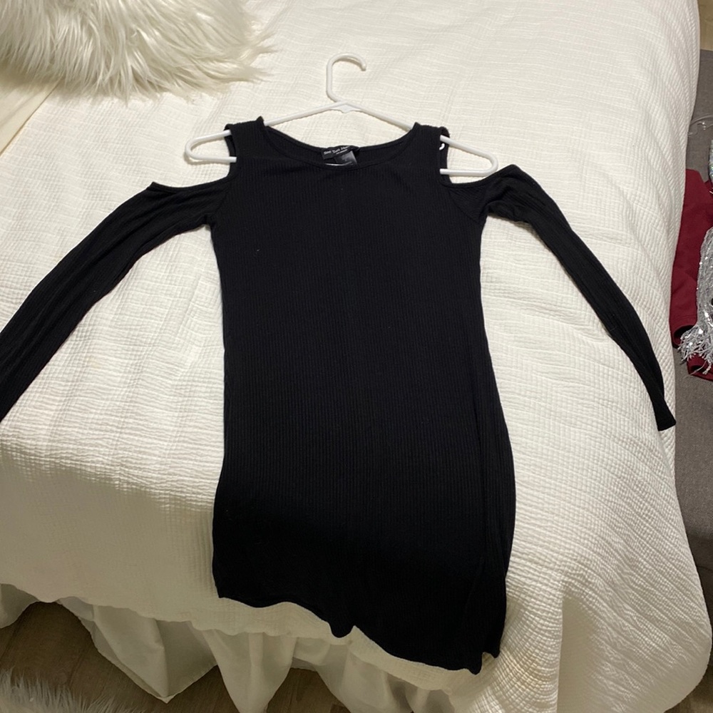 See you Monday cold shoulder black dress size small
